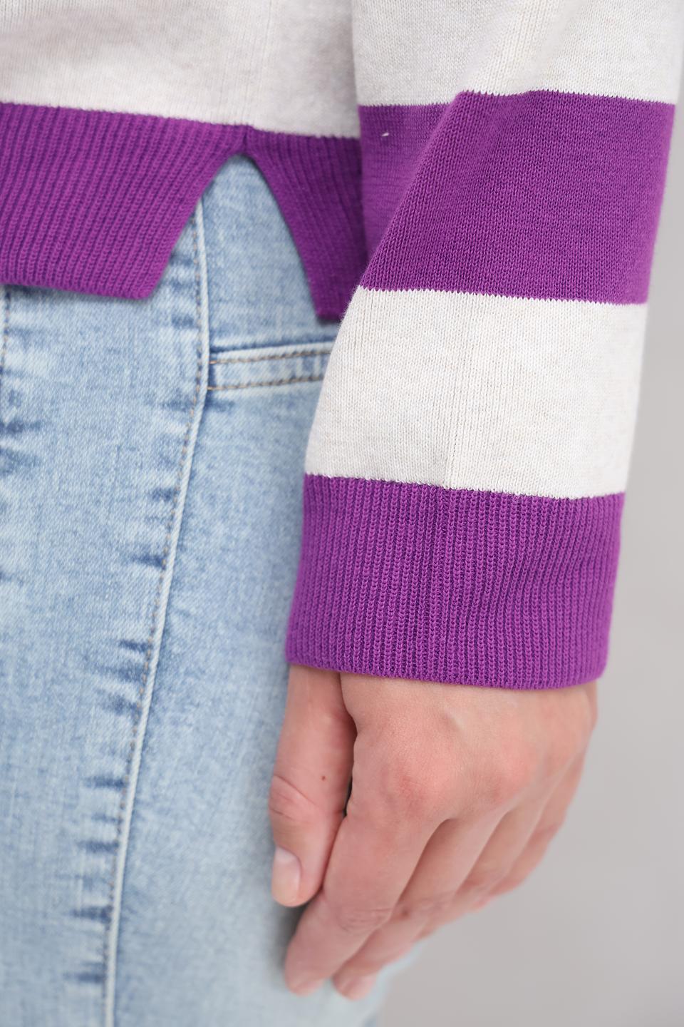 Пуловер Oui в полоску фиолетовый