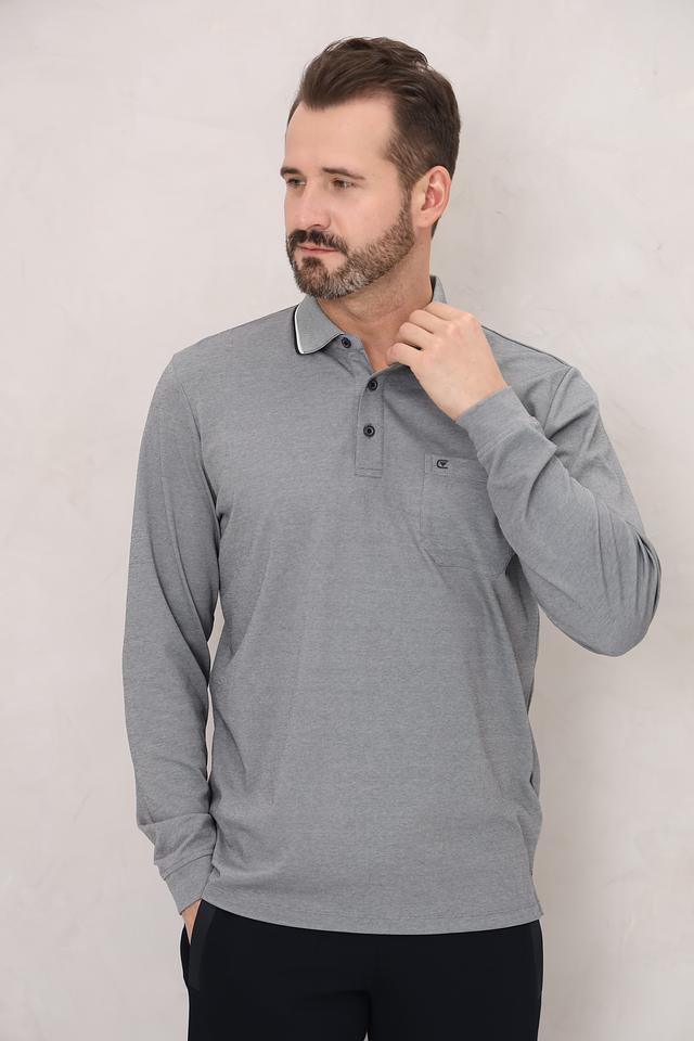 Поло Casa Moda с длинным рукавом серое
