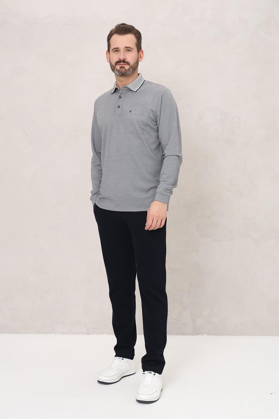 Поло Casa Moda с длинным рукавом серое