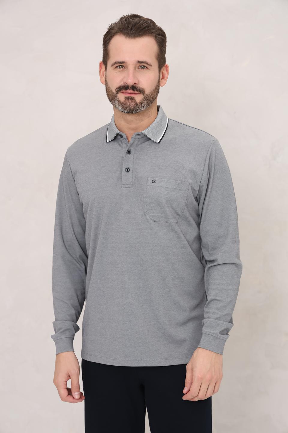 Поло Casa Moda с длинным рукавом серое