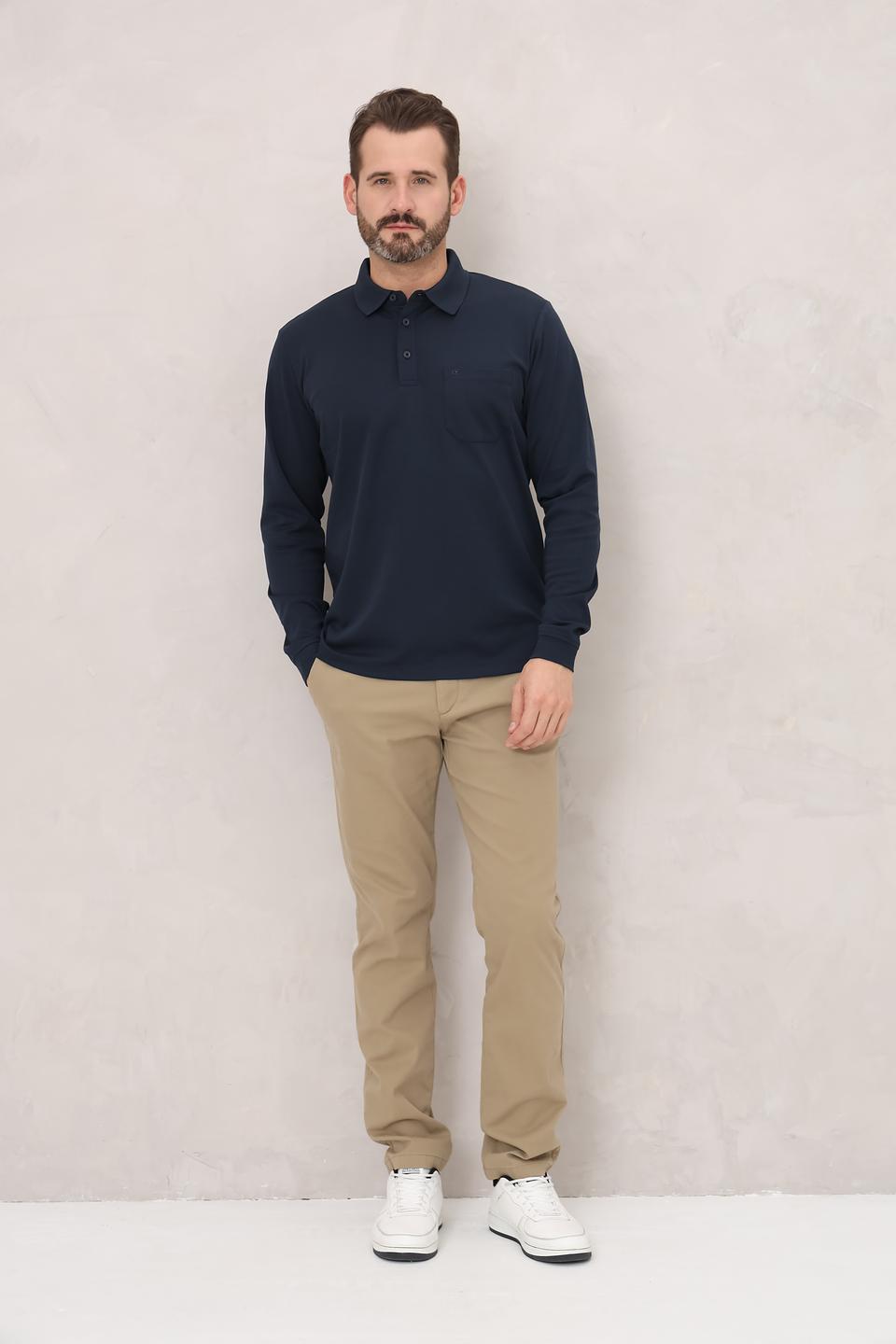 Поло Casa Moda men темно-синее с длинным рукавом