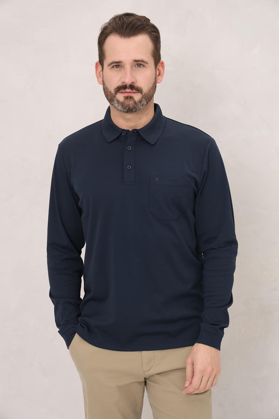 Поло Casa Moda men темно-синее с длинным рукавом