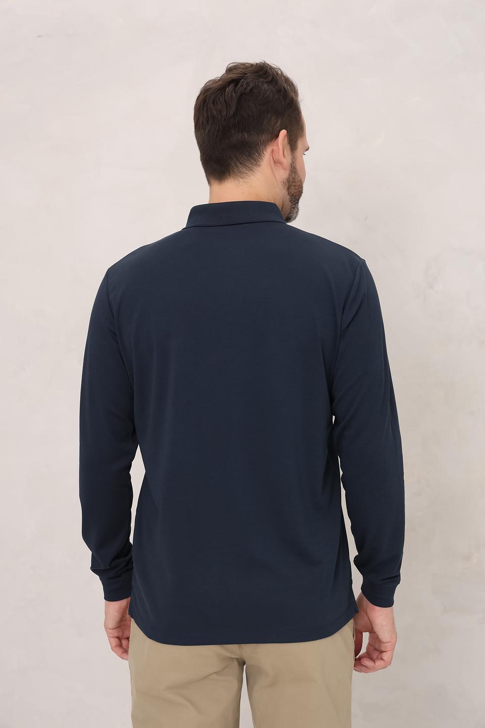 Поло Casa Moda men темно-синее с длинным рукавом