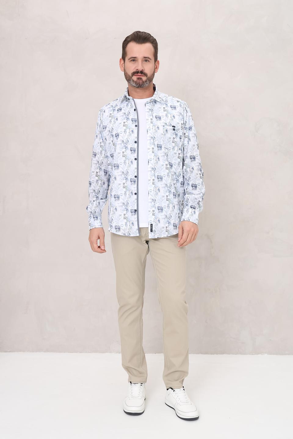 Рубашка Casa Moda с принтом голубой