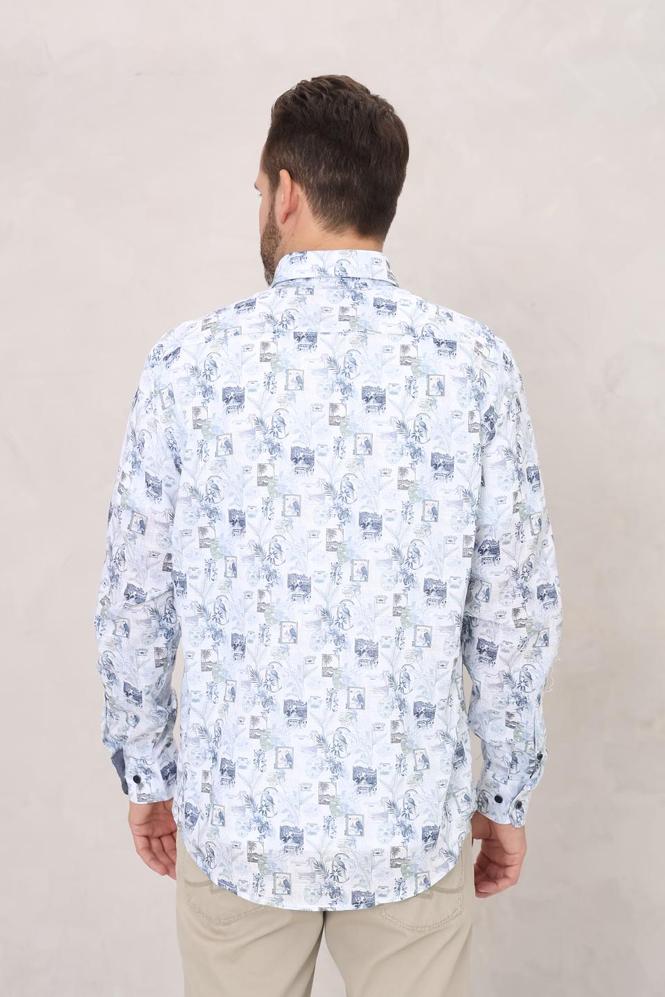 Рубашка Casa Moda с принтом голубой