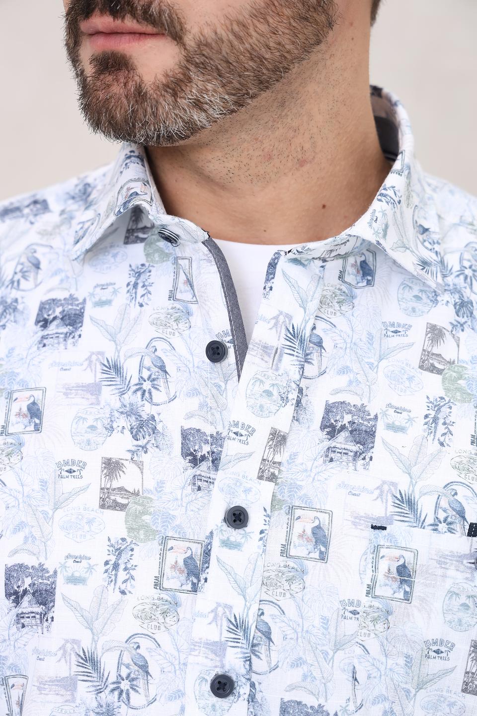 Рубашка Casa Moda с принтом голубой