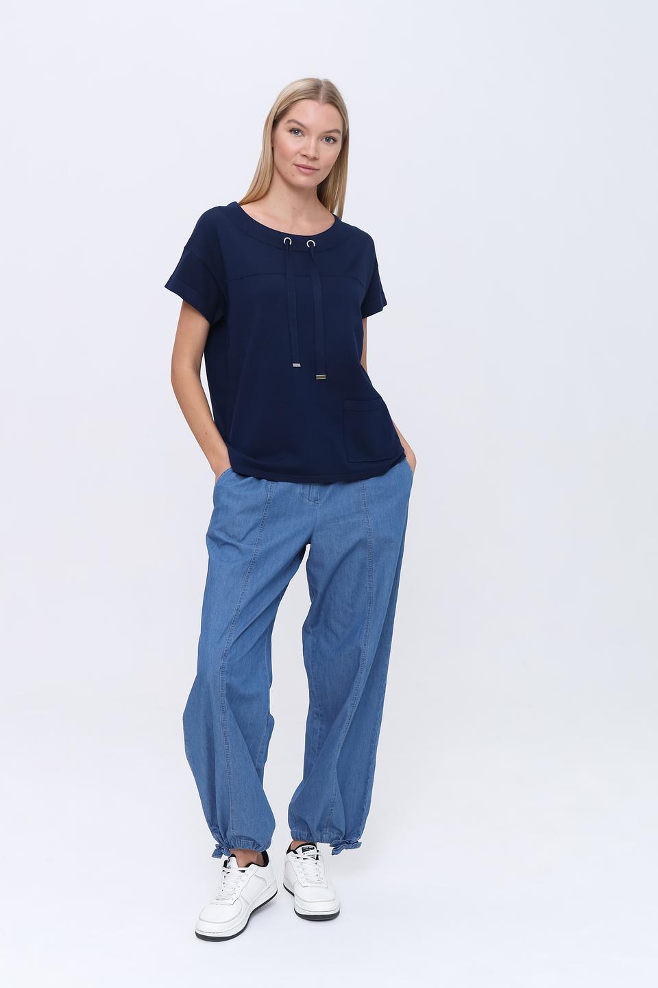 Пуловер Pezzo с завязками темно-синий