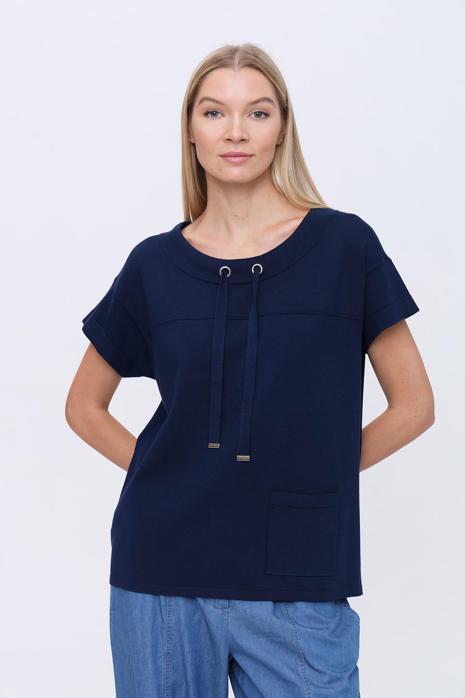 Пуловер Pezzo с завязками темно-синий