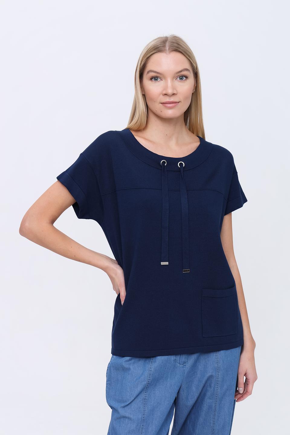 Пуловер Pezzo с завязками темно-синий