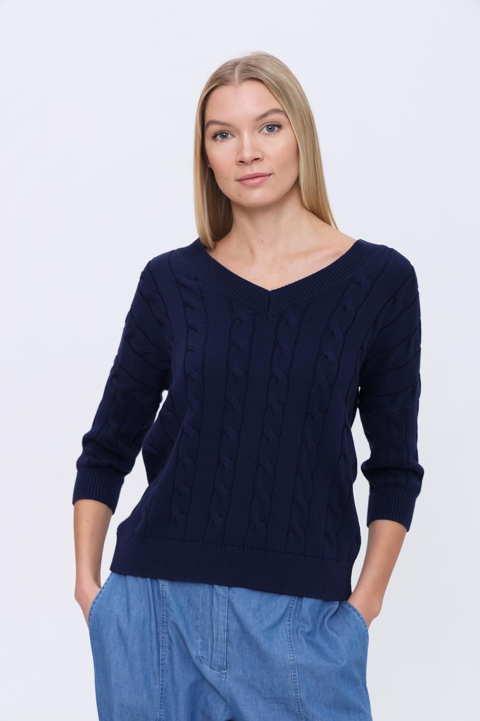 Пуловер Pezzo вязаный тёмно-синий