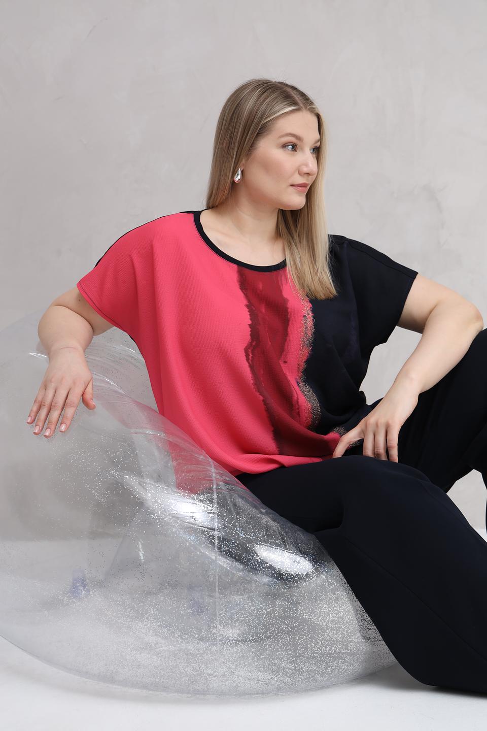 Блуза Samoon с принтом кораллово-черная