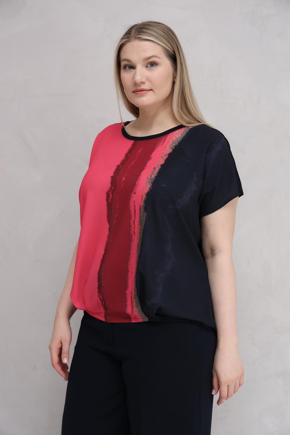 Блуза Samoon с принтом кораллово-черная