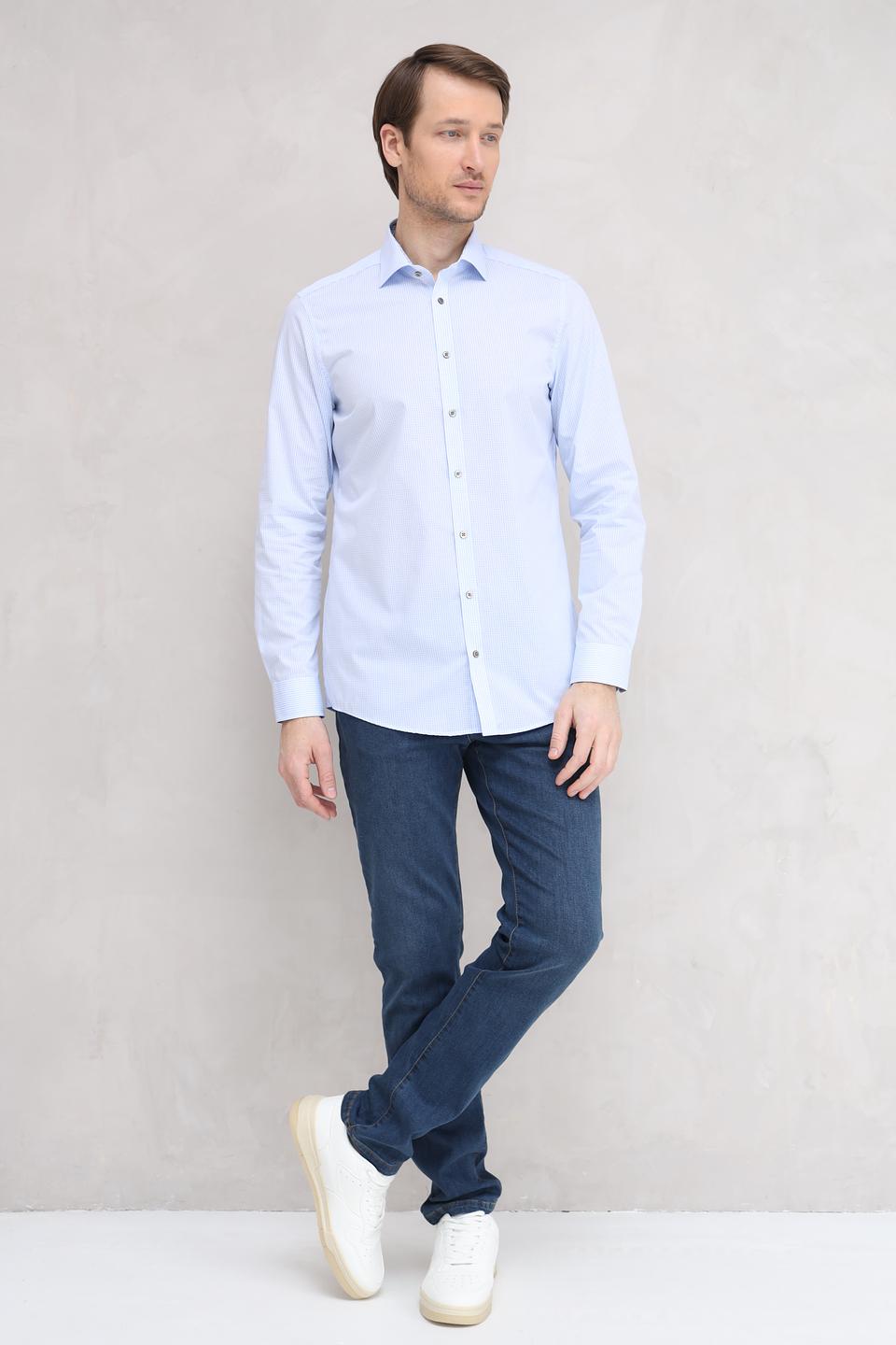 Рубашка Venti мужская в клетку голубая