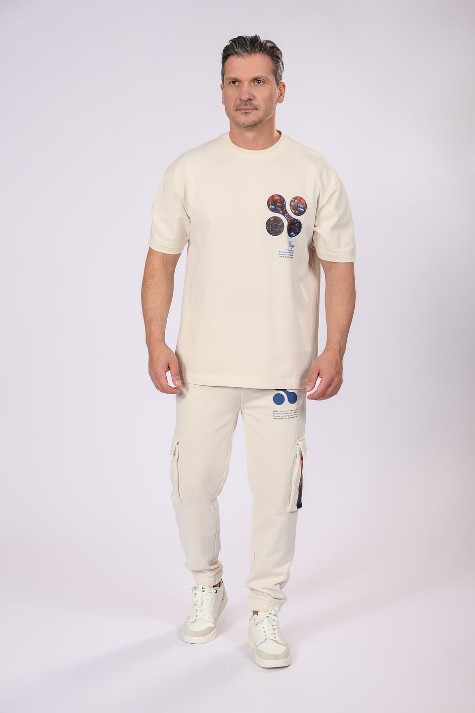 Футболка Hugo с принтом бежевая