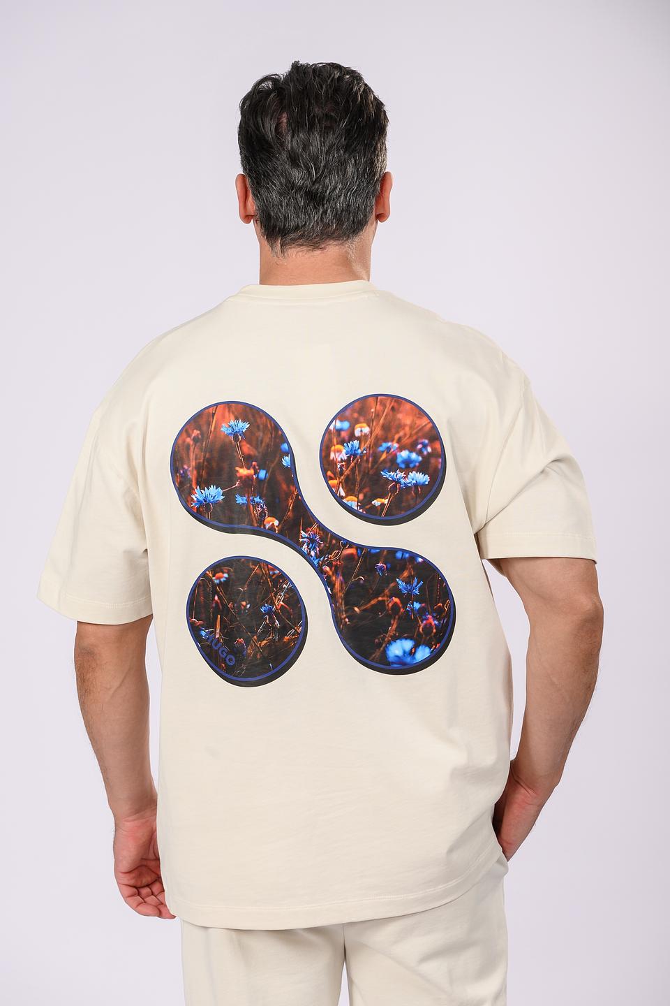 Футболка Hugo с принтом бежевая