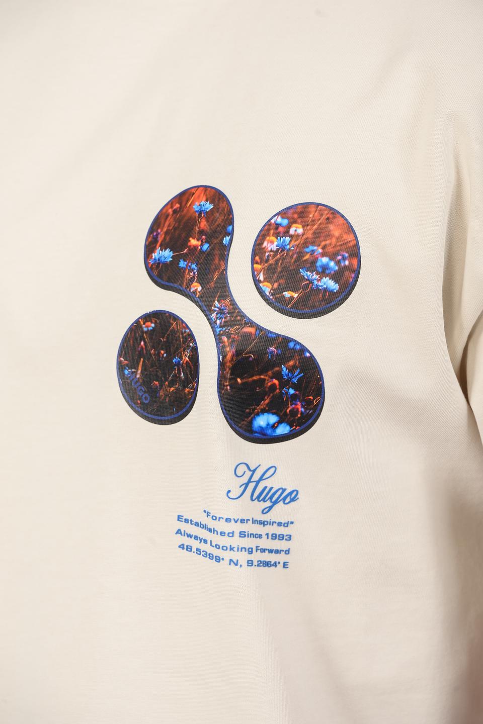 Футболка Hugo с принтом бежевая