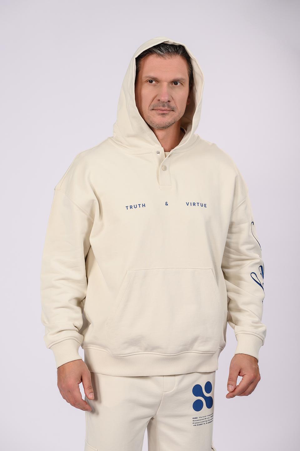 Толстовка Hugo с принтом бежевая