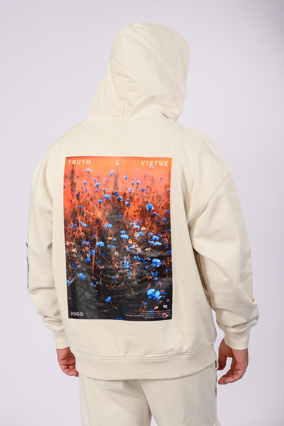 Толстовка Hugo с принтом бежевая