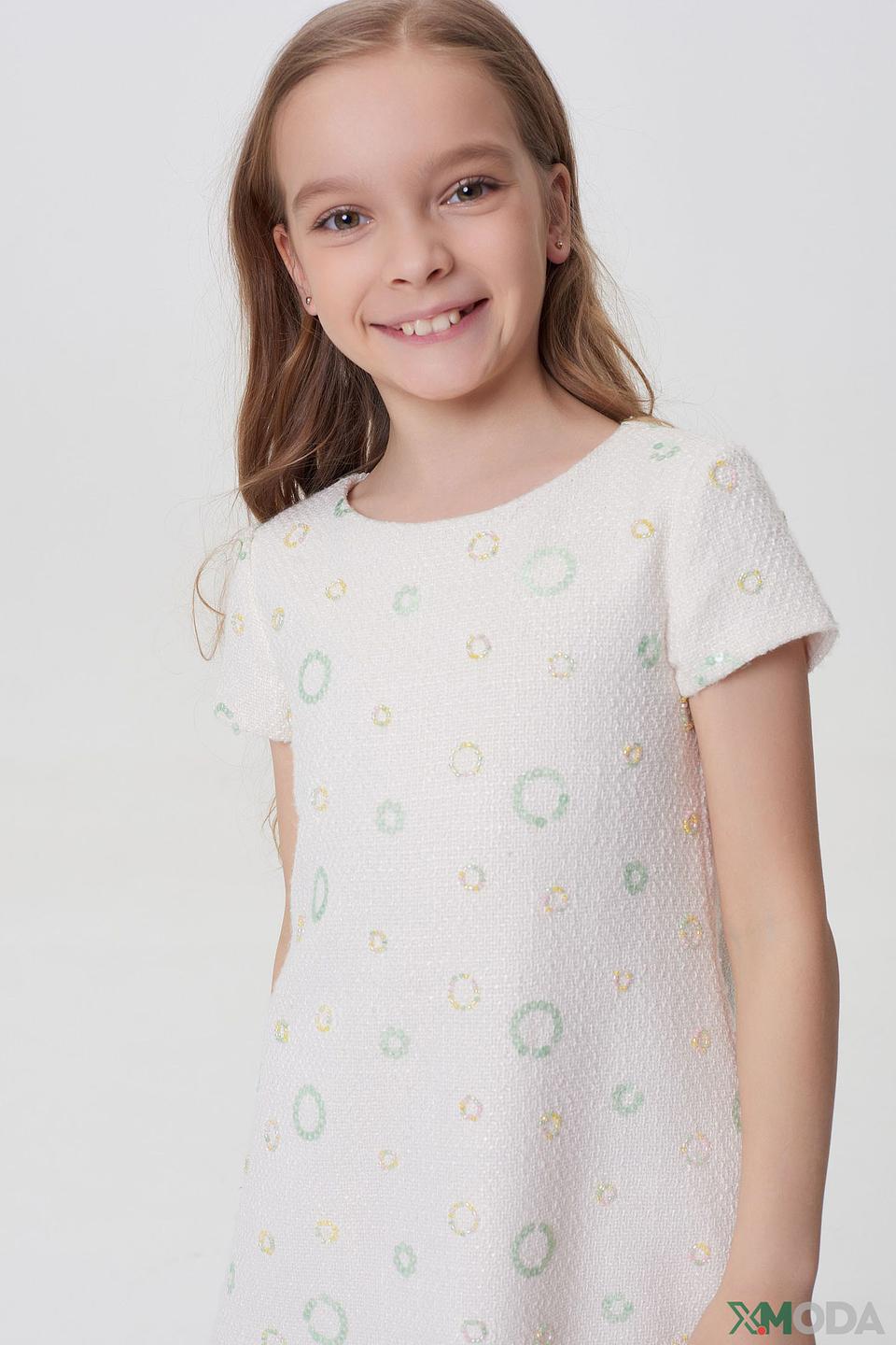 Платье Choupette детское белое с декоративными элементами