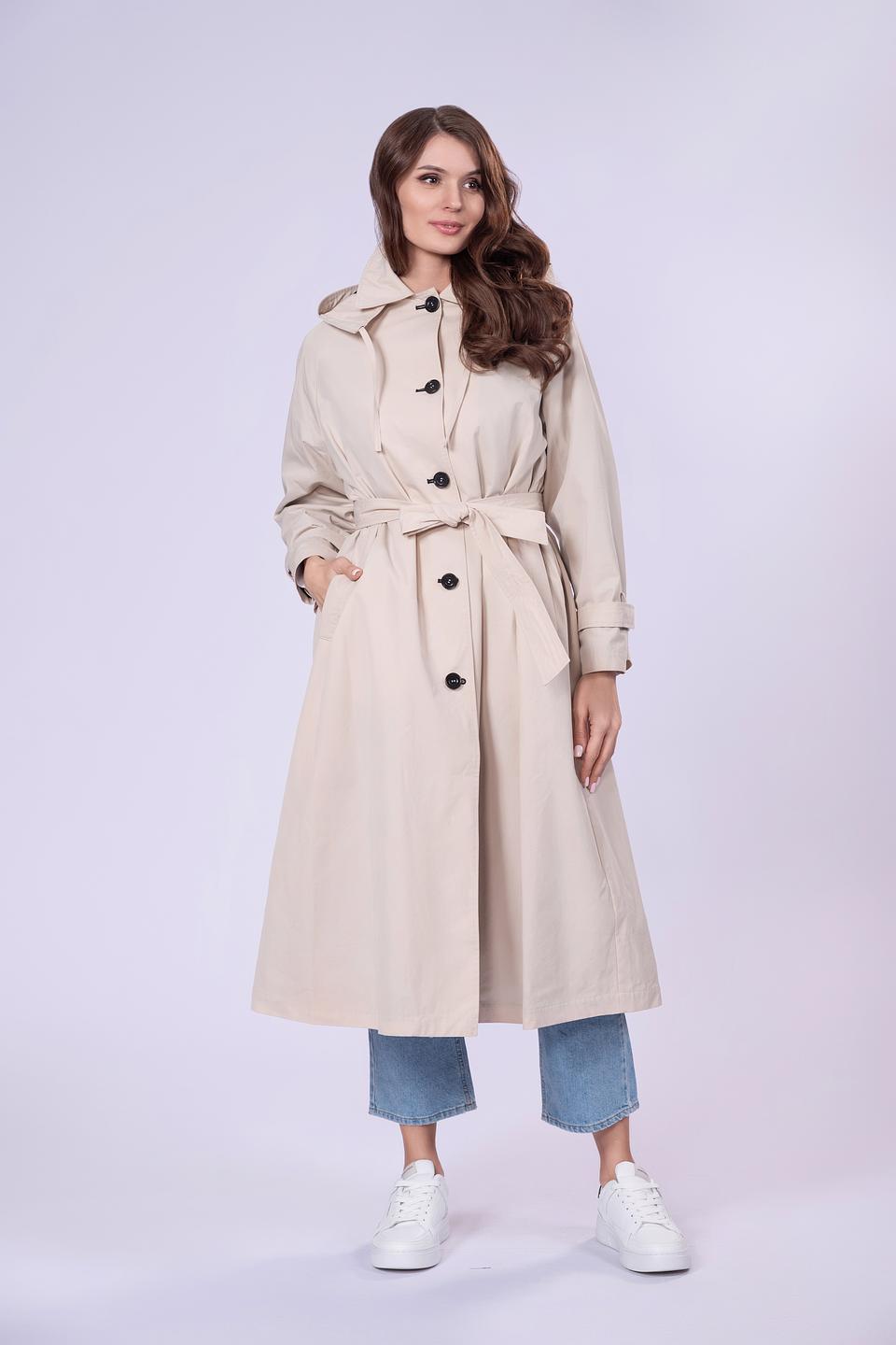 Плащ Hetrego женский бежевый с капюшоном