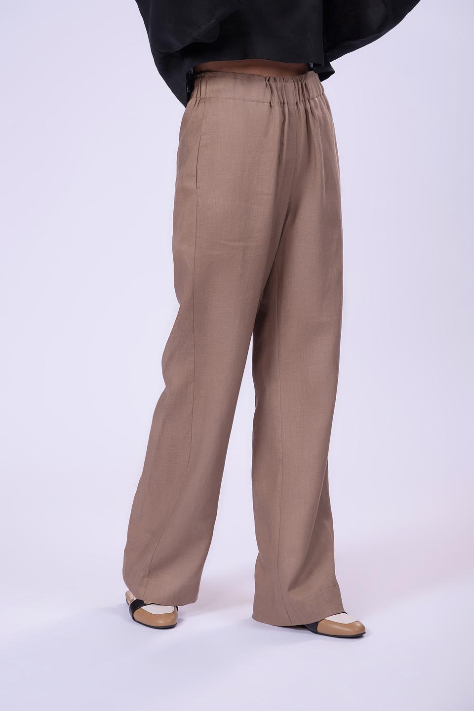 Брюки Shade из льна коричневые