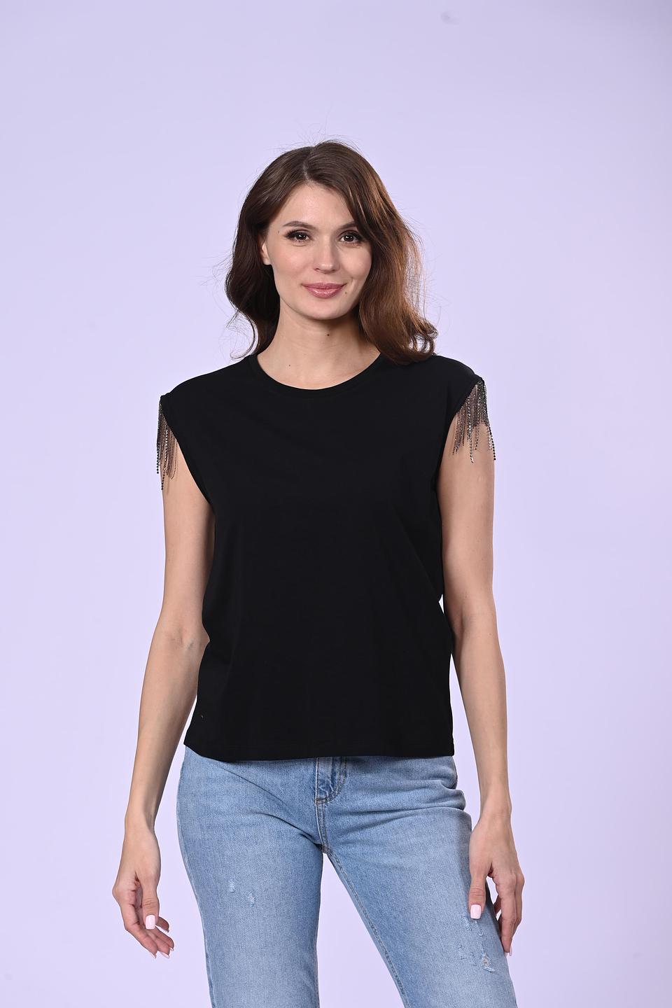 Футболка Liu-Jo с бахромой чёрная