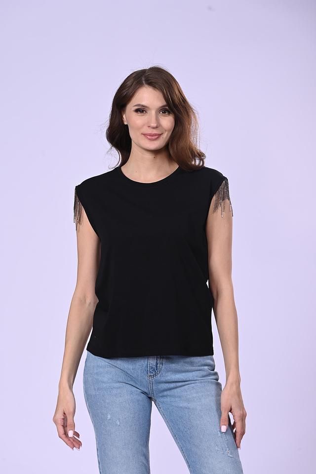Футболка Liu-Jo с бахромой чёрная