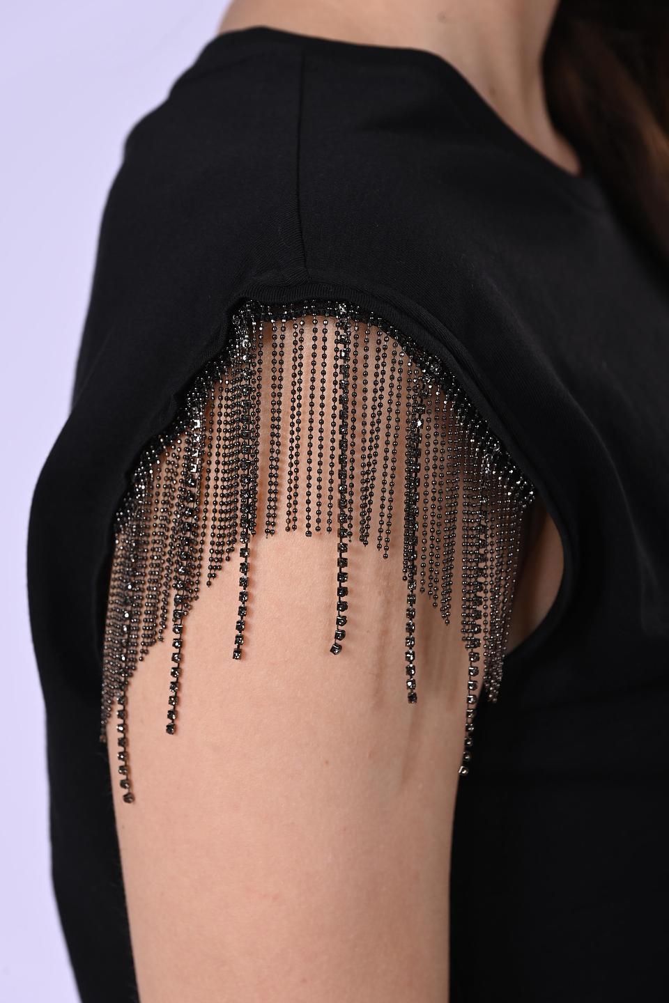 Футболка Liu-Jo с бахромой чёрная