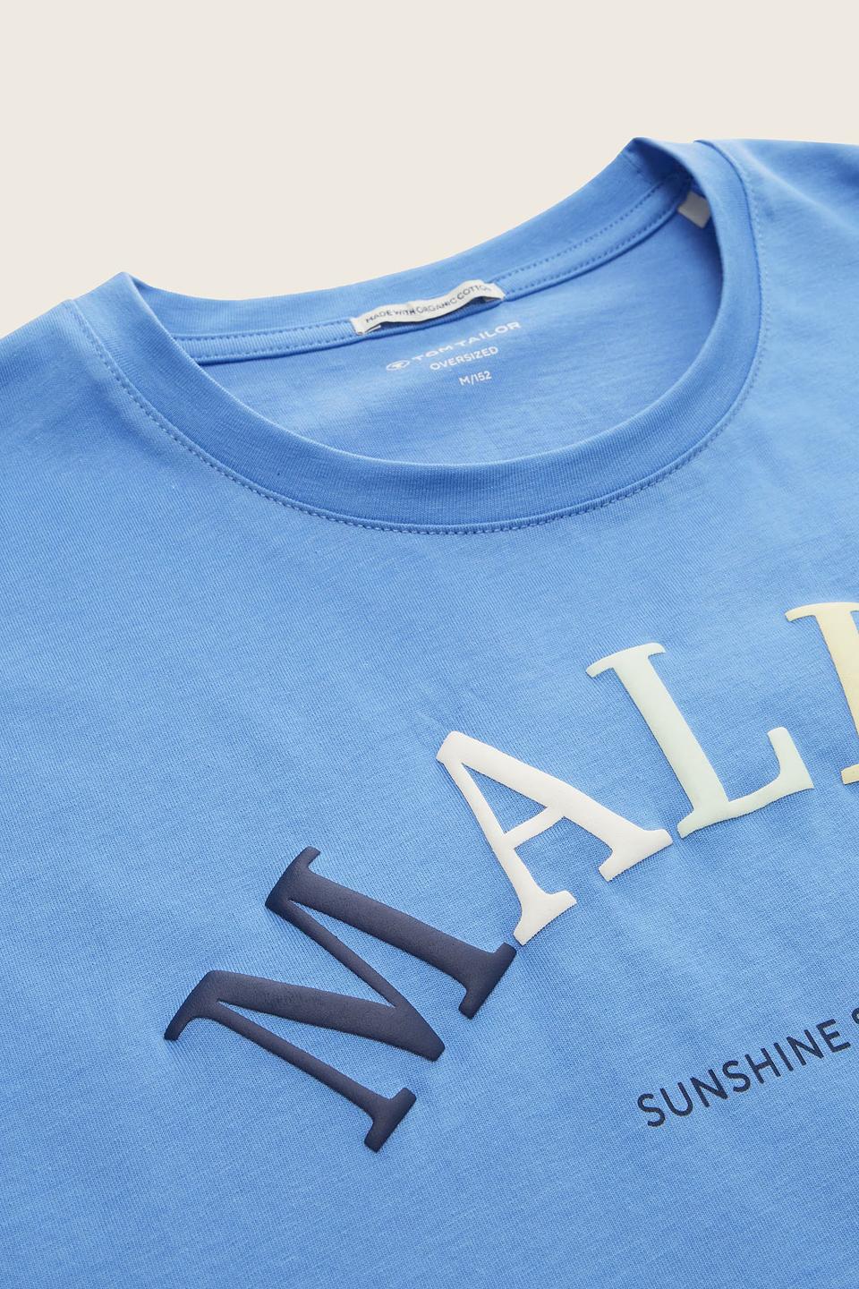 Футболка Tom Tailor голубая с принтом