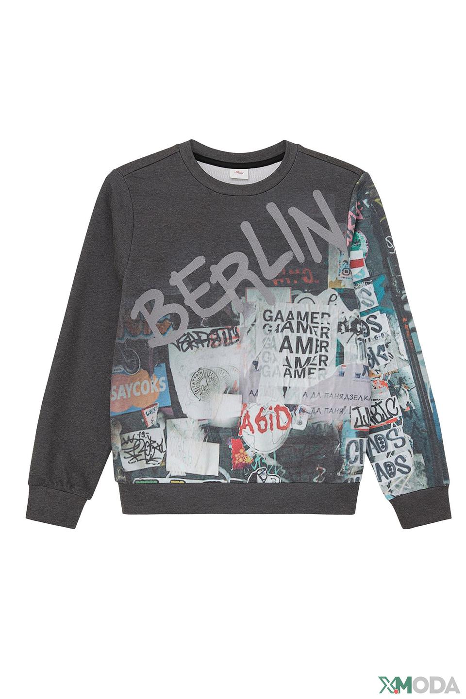 Джемпер s.Oliver с принтом Berlin серый