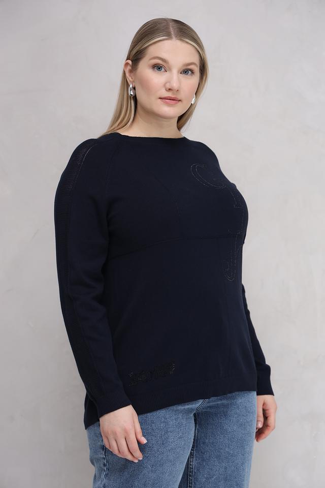 Пуловер Lebek с логотипом тёмно-синий
