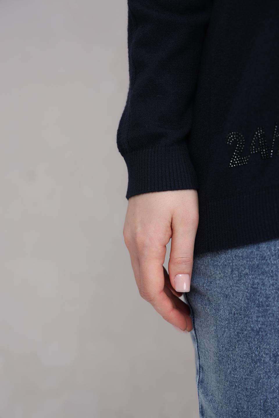 Пуловер Lebek с логотипом тёмно-синий