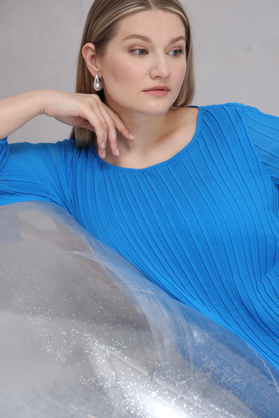 Платье Samoon плиссе голубое