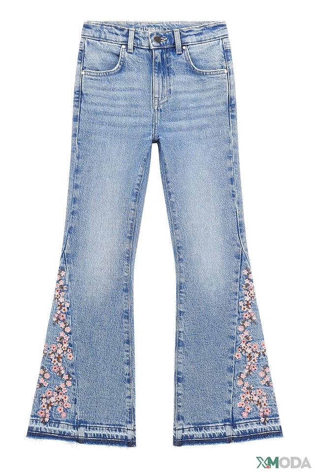 Джинсы Guess для девочки с вышивкой голубой