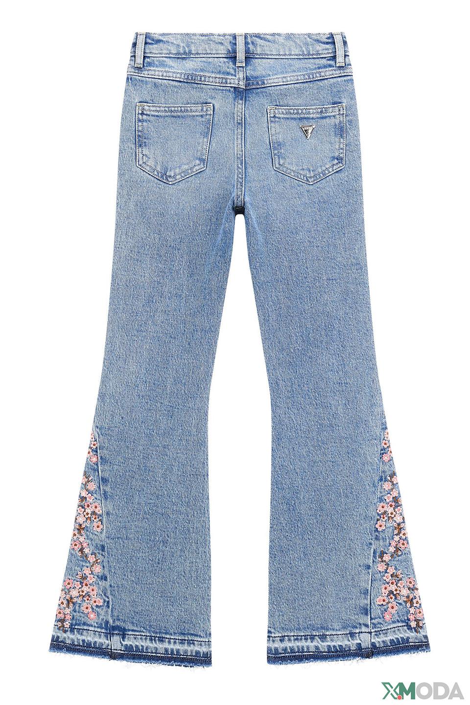 Джинсы Guess для девочки с вышивкой голубой