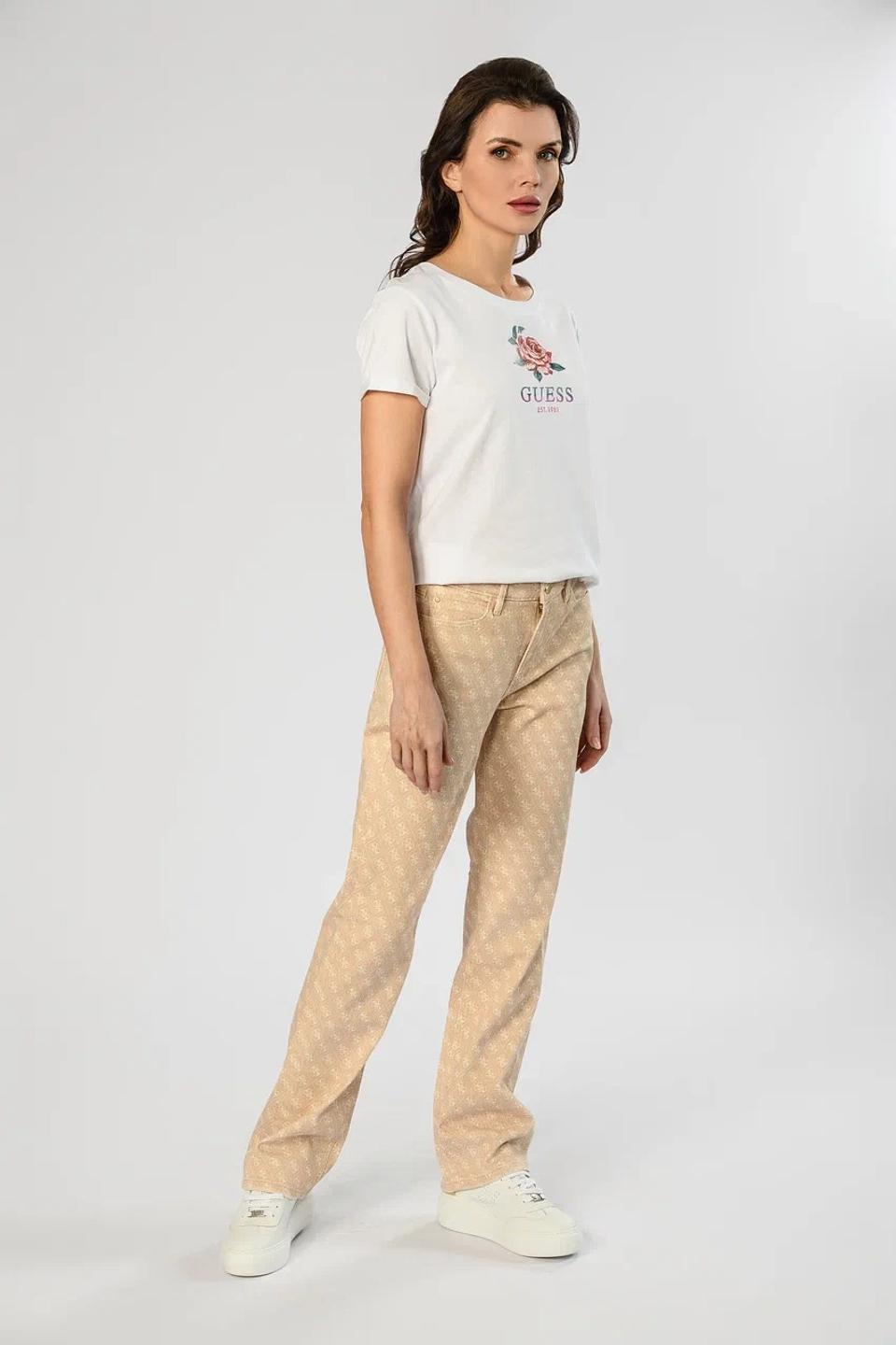 Брюки Guess с логотипом бежевые