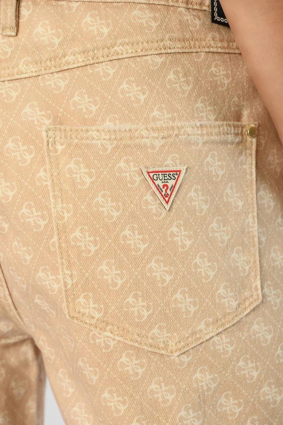 Брюки Guess с логотипом бежевые