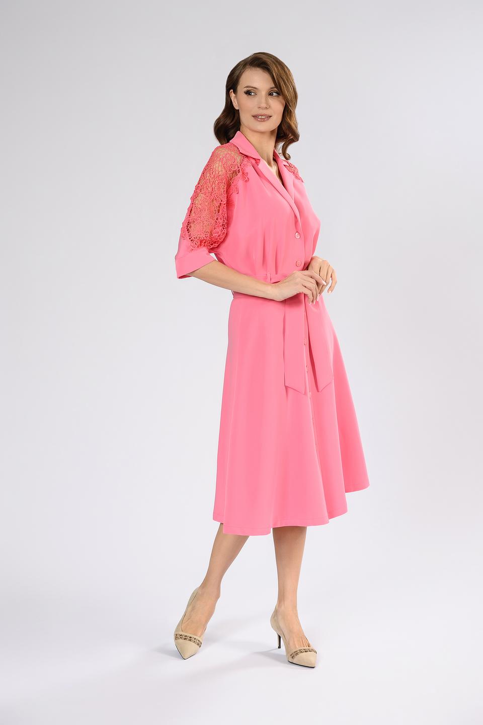 Платье Tricot Chic с кружевом розовое