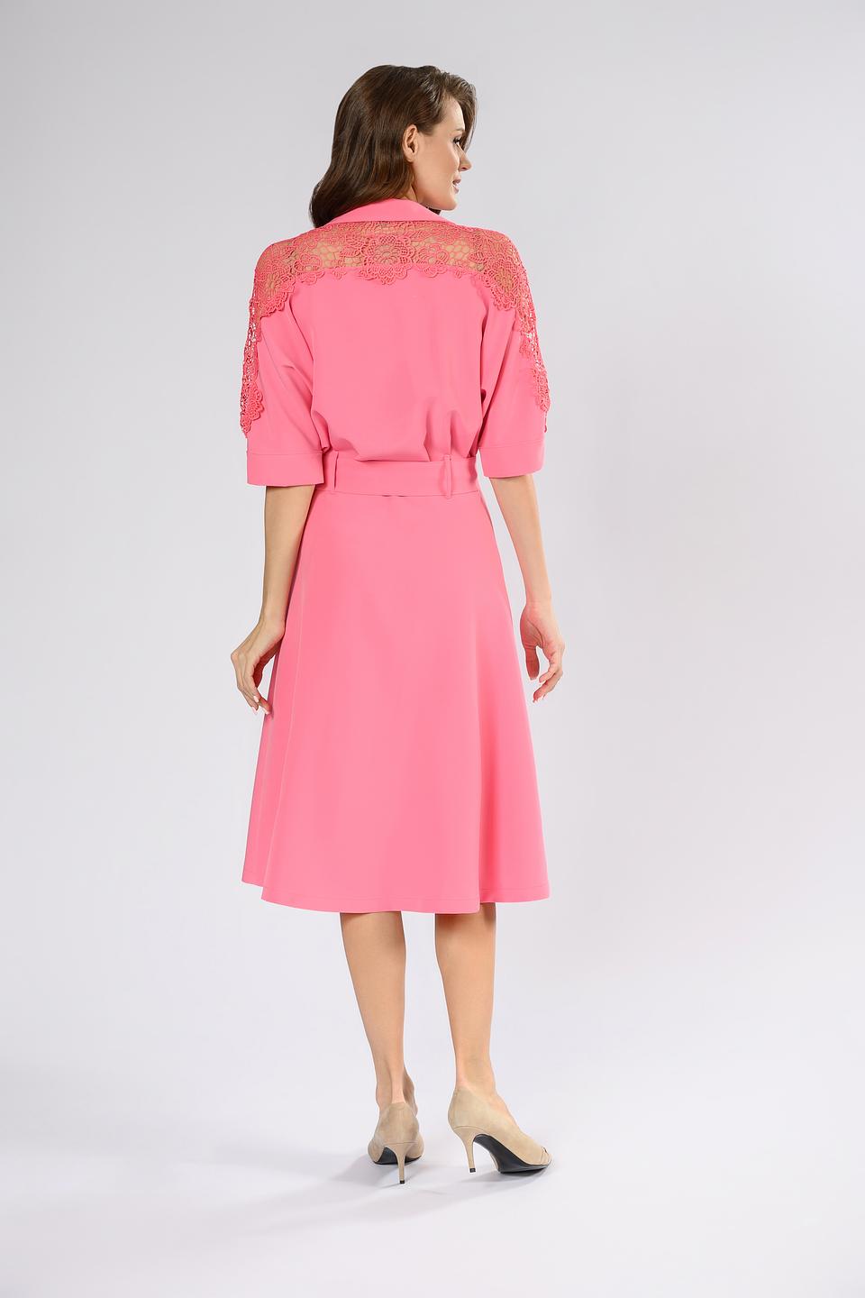 Платье Tricot Chic с кружевом розовое