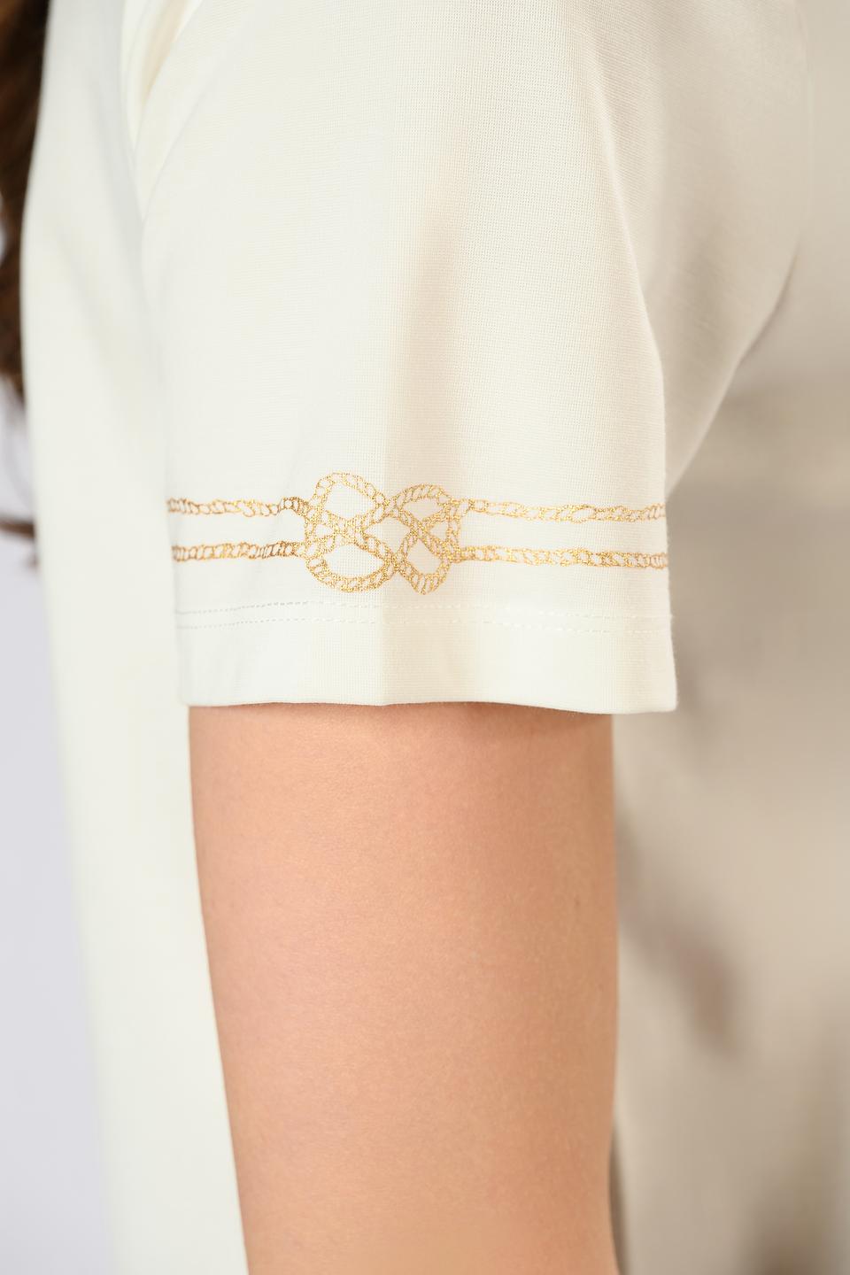 Футболка Leo & Ugo с вышивкой бежевая