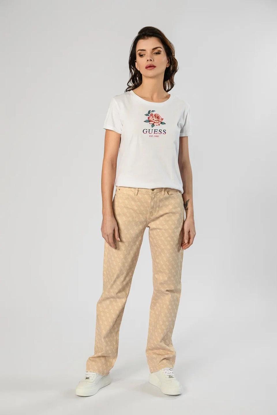 Футболка Guess с розой белый