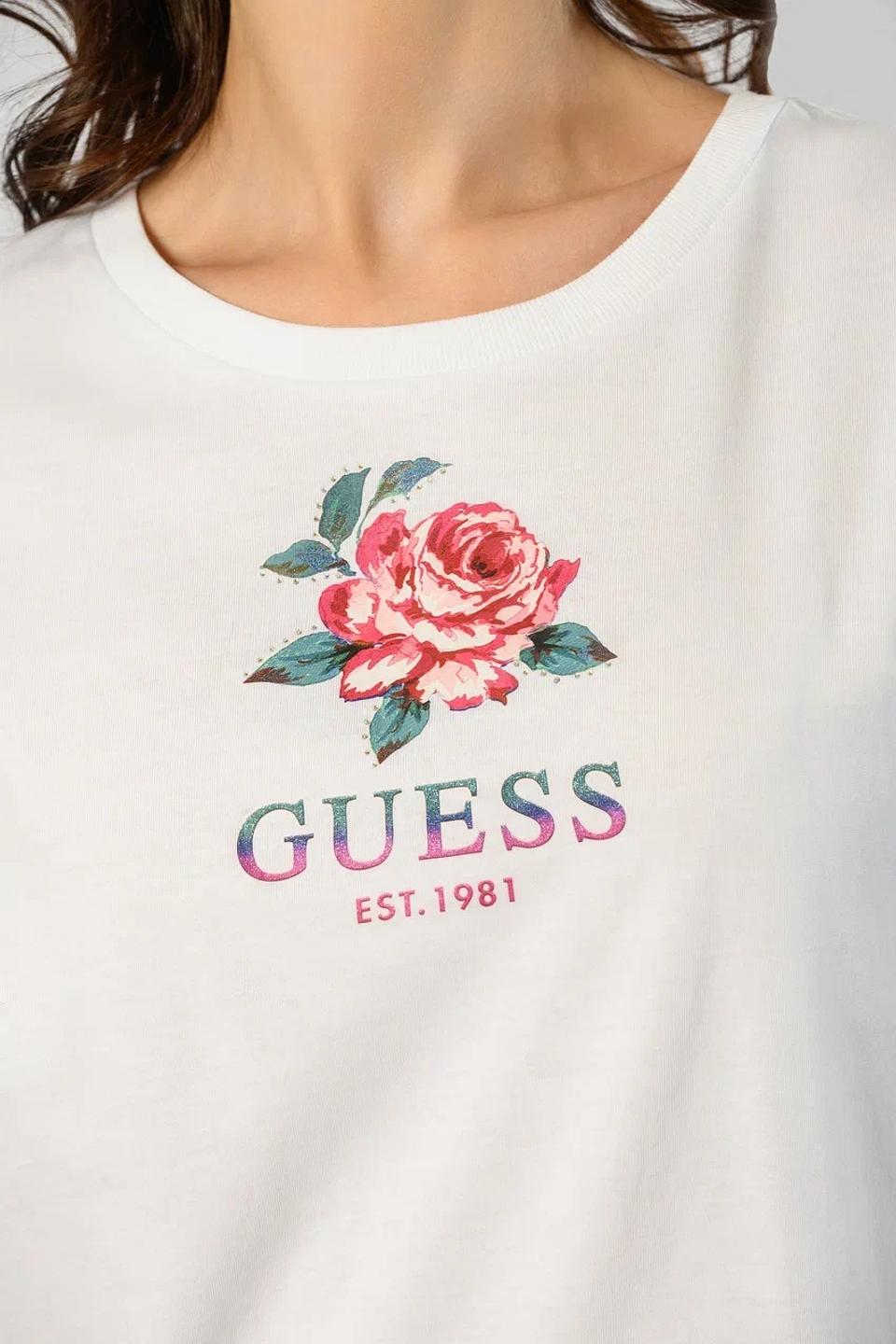 Футболка Guess с розой белый