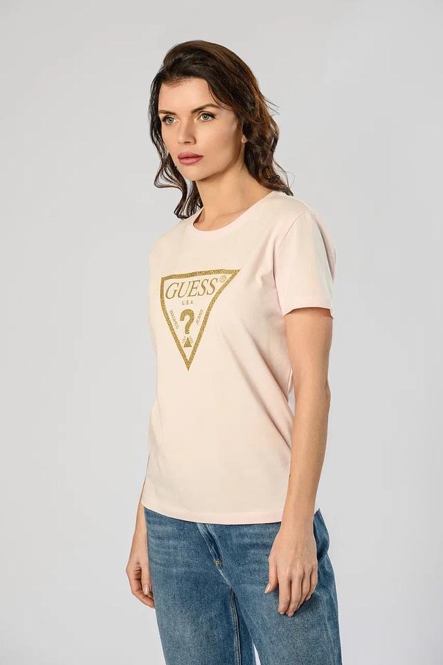 Футболка Guess с логотипом бледно-розовый