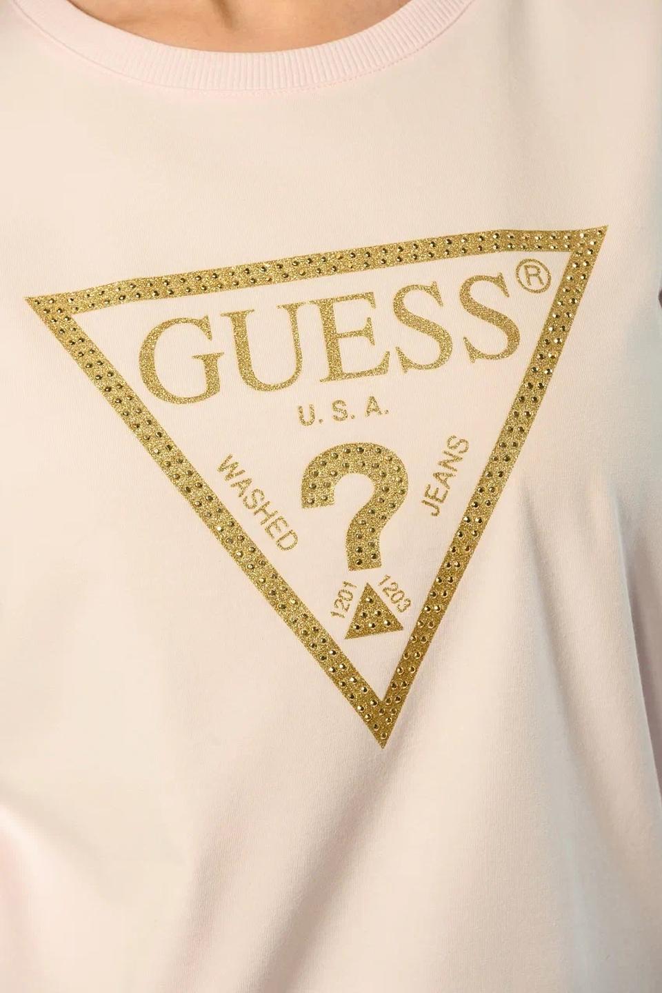 Футболка Guess с логотипом бледно-розовый
