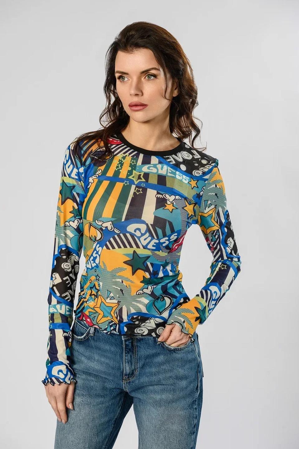 Лонгслив Guess с принтом