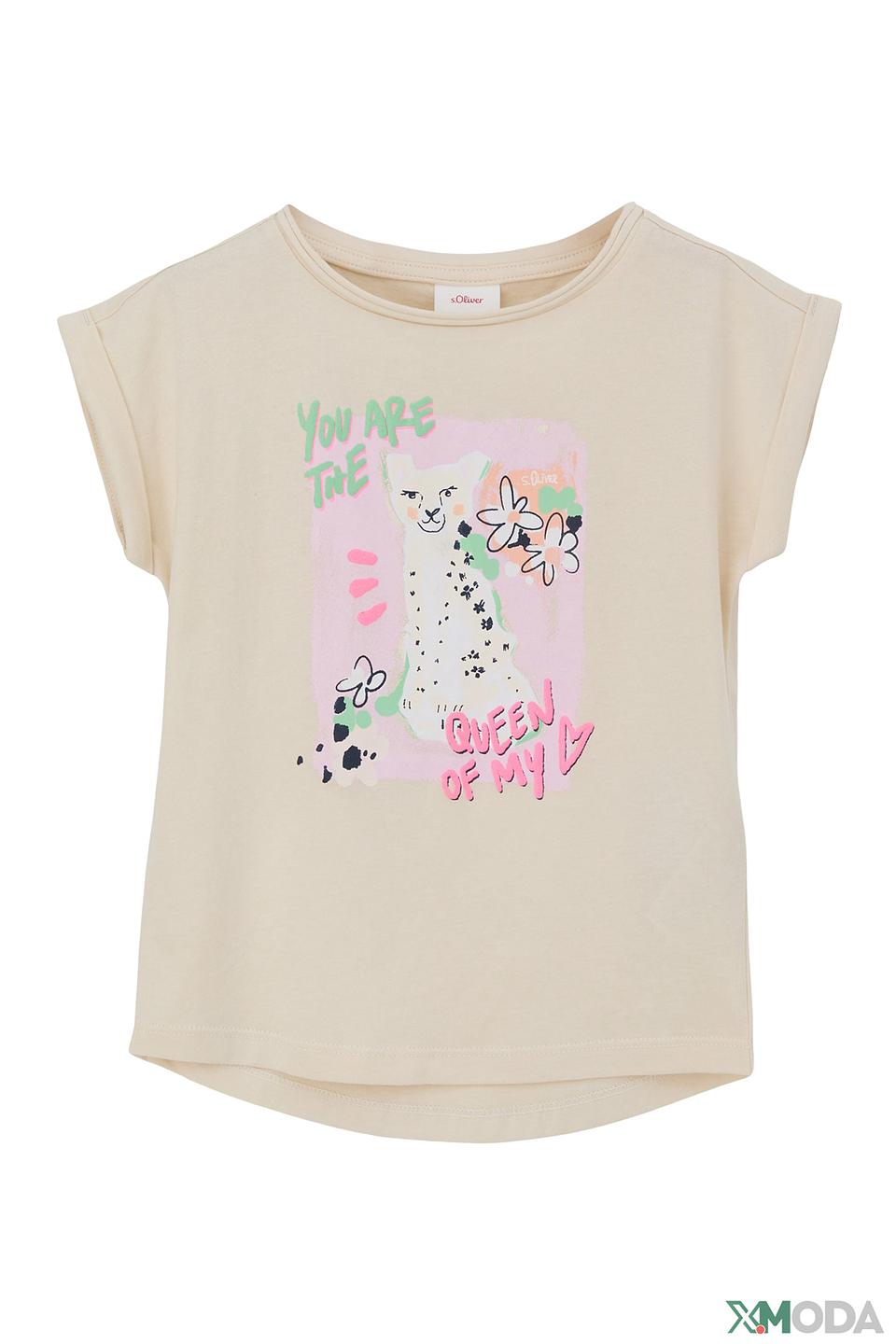 Футболка s.Oliver с принтом бежевая