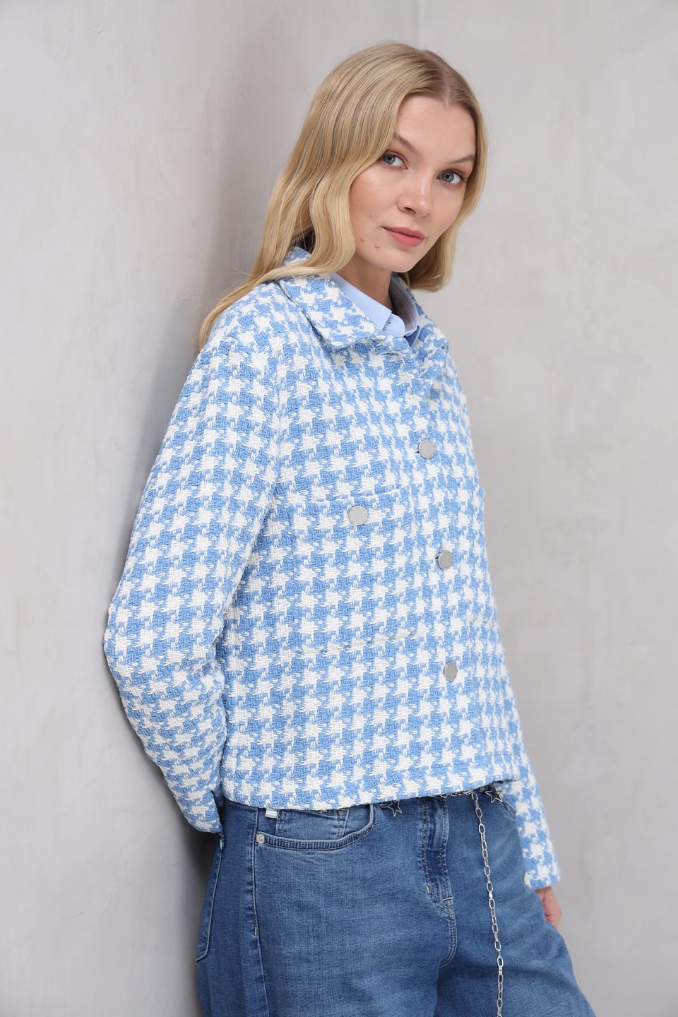 Жакет You Just White в клетку голубой