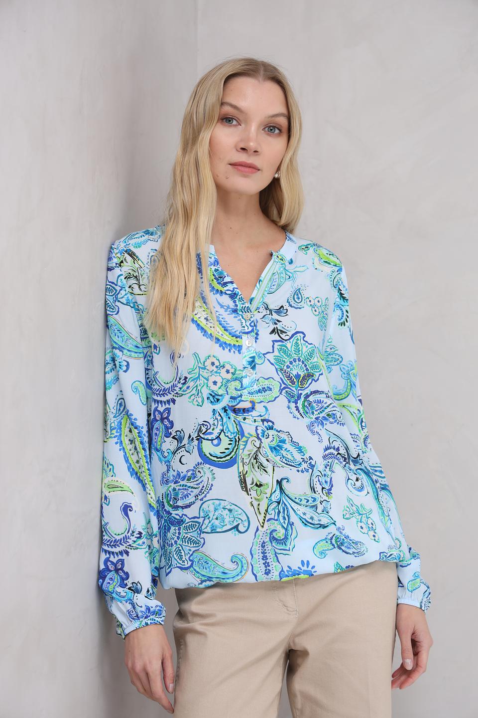 Блуза SE Stenau с принтом пейсли голубой