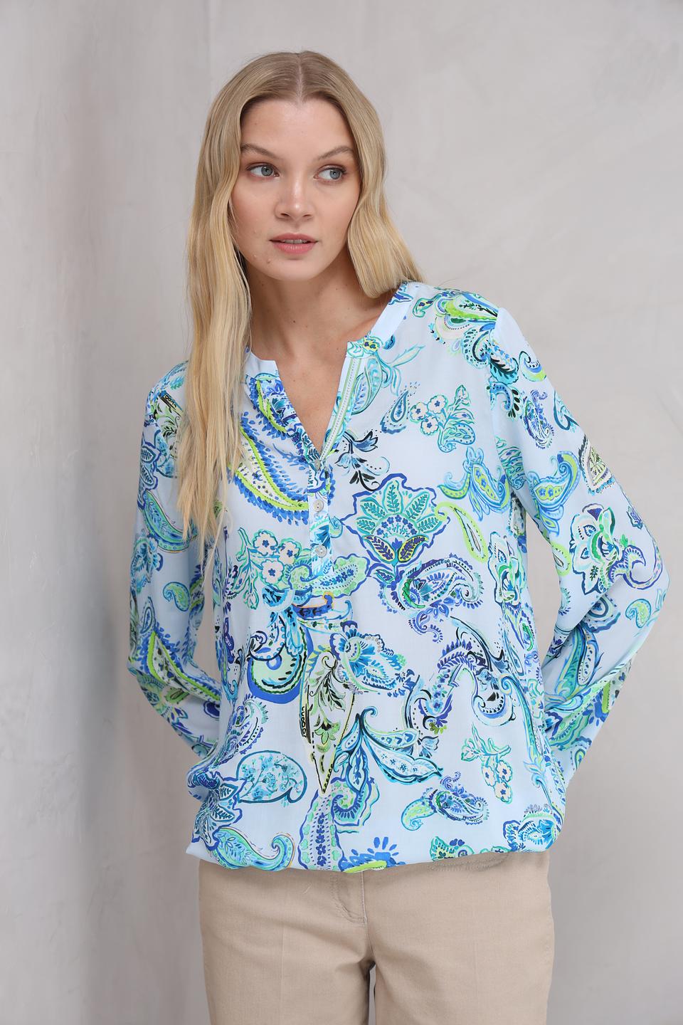 Блуза SE Stenau с принтом пейсли голубой