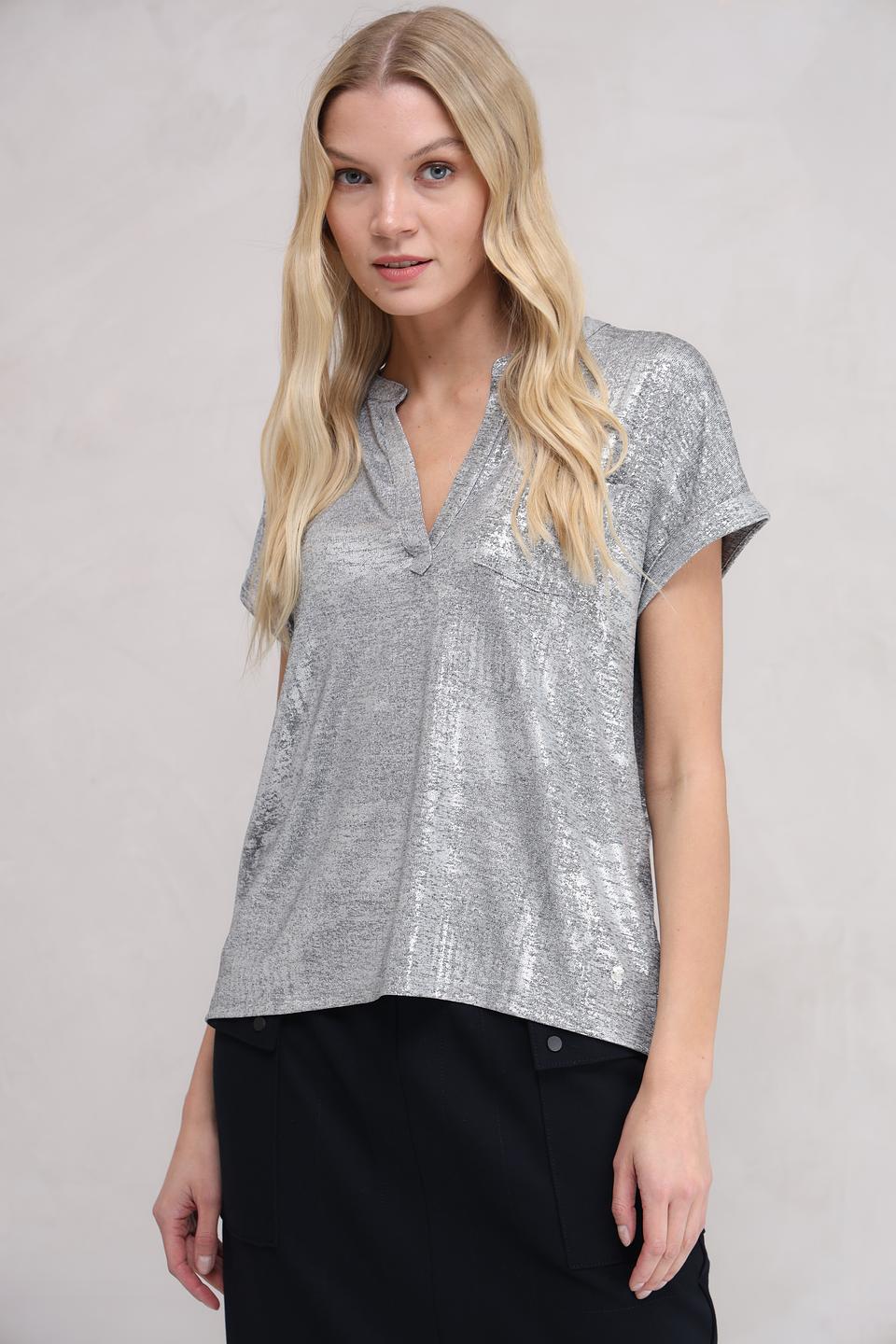 Блуза Monari серебристая с коротким рукавом